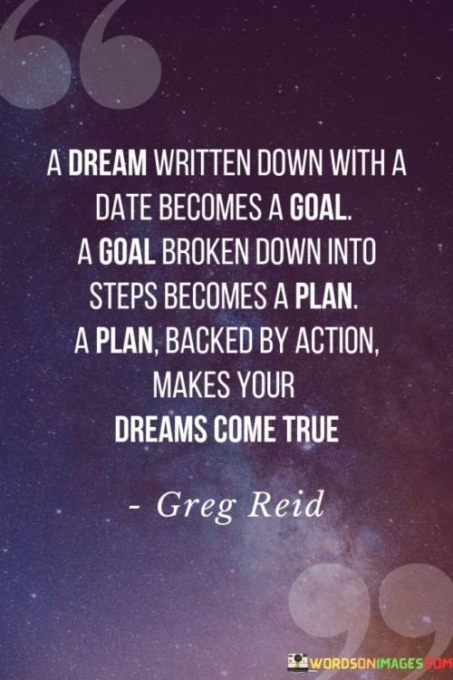 A Dream Written Down A Date Becomes A Goal A Goal Broken Down Quotes