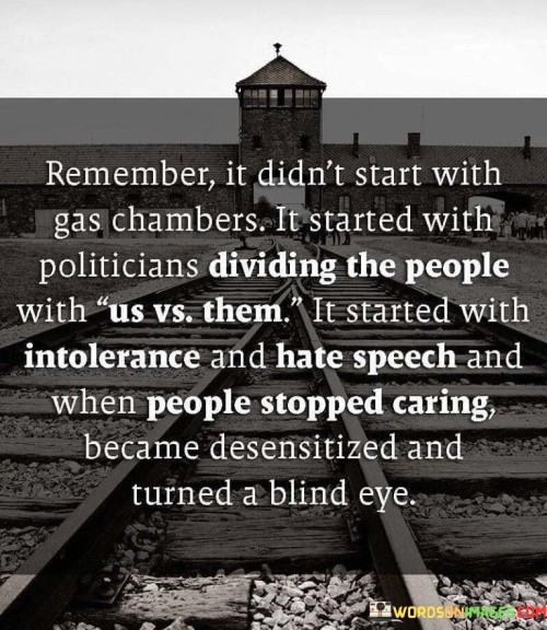 Remember It Didn't Start With Gas Chambers It Started With Politicians Quotes