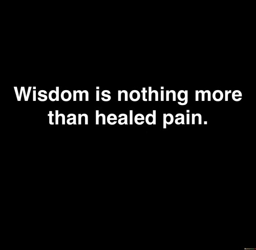 The quote suggests that wisdom is born from experiences of pain and suffering. Overcoming challenges and learning from difficult moments leads to personal growth and insight, forming the foundation of wisdom.

Healed pain signifies the transformation of hardship into understanding. Wisdom emerges as individuals process and make sense of their struggles, ultimately contributing to their ability to navigate life's complexities.

The quote underscores the idea that adversity can serve as a catalyst for personal development. It implies that through reflection and resilience, individuals can gain profound insights that guide their actions and decisions, allowing them to navigate future challenges with greater wisdom and maturity.