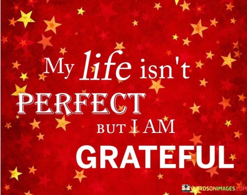 "My Life Isn't Perfect, But I Am Grateful" acknowledges imperfections with gratitude. In the first paragraph, the quote recognizes life's flaws and challenges. It emphasizes the choice to appreciate despite imperfections.

The second paragraph reflects on the quote's significance. Finding gratitude amid imperfection promotes emotional well-being. It encourages individuals to focus on what brings joy and fulfillment.

The final paragraph underscores the universal relevance of the quote. It resonates with those seeking a balanced perspective. By acknowledging both life's imperfections and the positives, individuals foster a sense of contentment, nurture resilience, and create a more positive outlook on their journey.