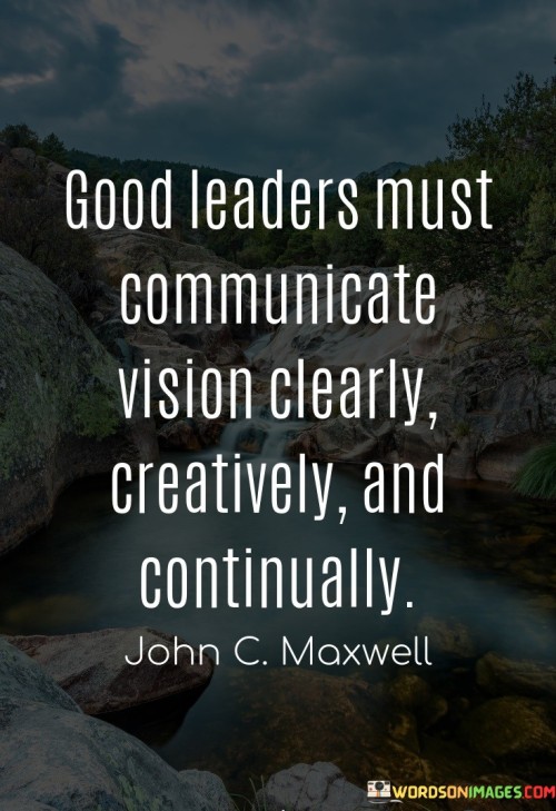 Good Leader Must Communicate Vision Clearly Creativity And Continually Quotes