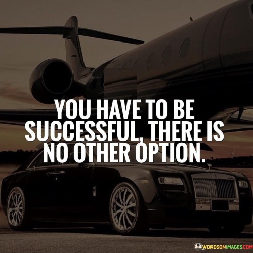 The assertion "You Have To Be Successful There Is No Other option" underscores a resolute stance towards achieving success. The first 50-word paragraph asserts that success is not just a choice, but a necessity. The quote conveys a strong sense of determination, emphasizing that pursuing success is not merely a preference, but an imperative.

The second paragraph delves into the concept. The quote implies that success isn't just about ambition; it's about embracing the mindset that failure is not an acceptable alternative. It encourages individuals to adopt an unwavering commitment to their goals.

In the final paragraph, the quote's essence is summarized: success is mandatory, not optional. By adopting this perspective, individuals embrace a mindset that spurs them to overcome obstacles and tirelessly strive for their objectives. The quote serves as a motivational reminder that success is a non-negotiable pursuit, demanding full dedication and relentless effort.