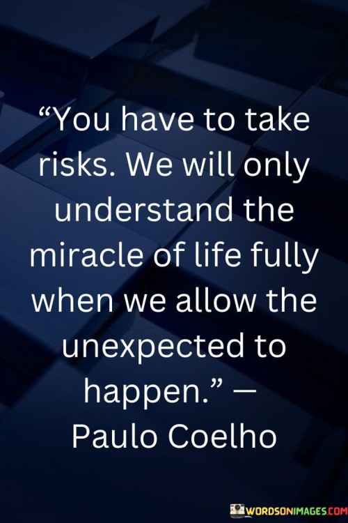 You Have To Take Risks ' We Will Only Understand The Miracle Of Life Fully Quotes