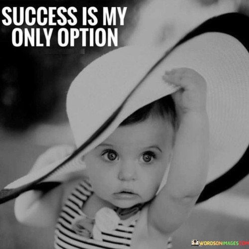 The quote suggests unwavering determination and a refusal to consider anything other than success. It implies a mindset that is solely focused on accomplishing goals, regardless of challenges or obstacles.

By highlighting the exclusivity of the goal being success, the quote promotes a mindset of dedication and perseverance. It encourages individuals to channel their energy and efforts solely towards achieving their aspirations.

In summary, the quote conveys a strong sense of purpose and determination. It signifies a mindset where success is not just a preference but the only acceptable outcome, motivating individuals to give their all in pursuit of their goals.