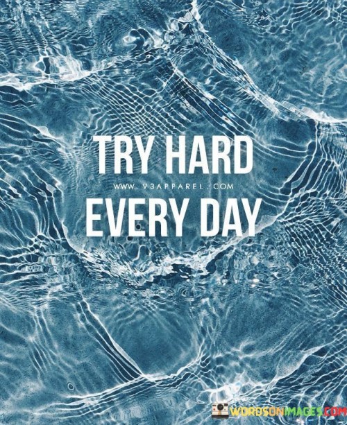 The statement suggests that daily dedication and hard work are essential components of making progress towards one's goals. It emphasizes the need for continuous commitment and perseverance.

By presenting this idea, the statement encourages individuals to approach each day with a determined mindset and a focus on making meaningful efforts. It promotes the notion that success is built through a series of consistent actions over time.

In summary, the statement conveys the message that success requires persistent effort on a daily basis. It inspires individuals to stay motivated and dedicated to their goals, understanding that consistent hard work is a key factor in achieving success.