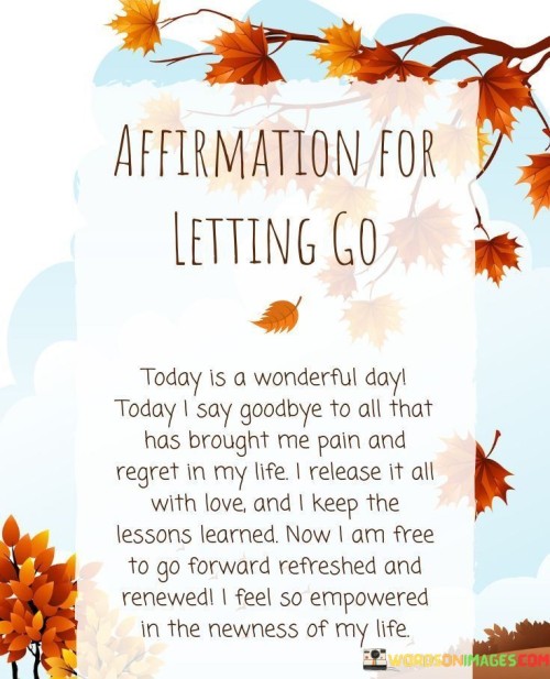 Affirmation For Letting Go Today Is A Wonderful Quotes