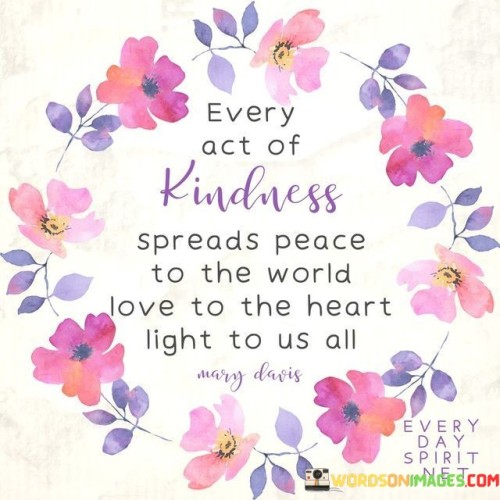 Every Act Of Kindness Spreads Peace To The World Quotes