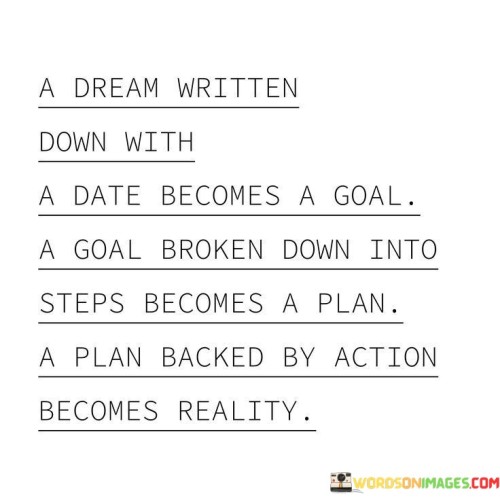 A Dream Written Down With A Date Becomes A Goal Quotes