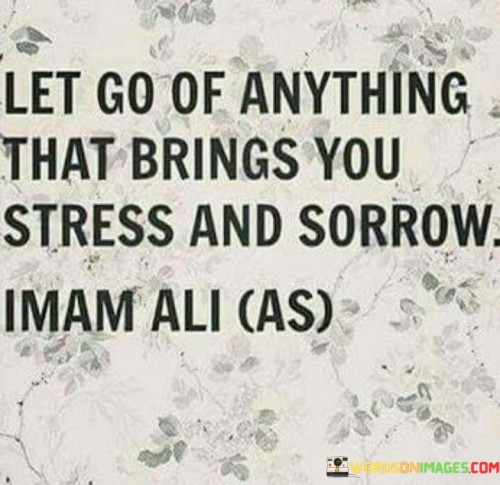 Let Go Of Anything That Brings You Stress And Sorrow Imam Ali (as) Quotes