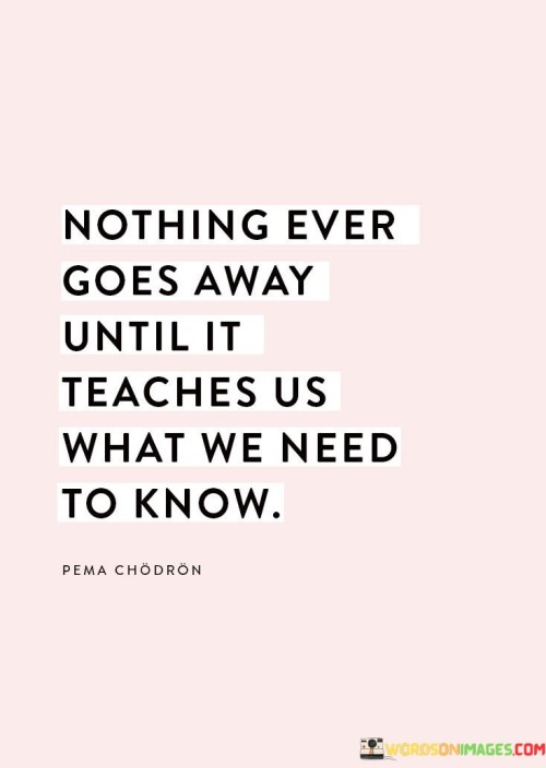 Nothing Ever Goes Away Until It Teaches Us Quotes