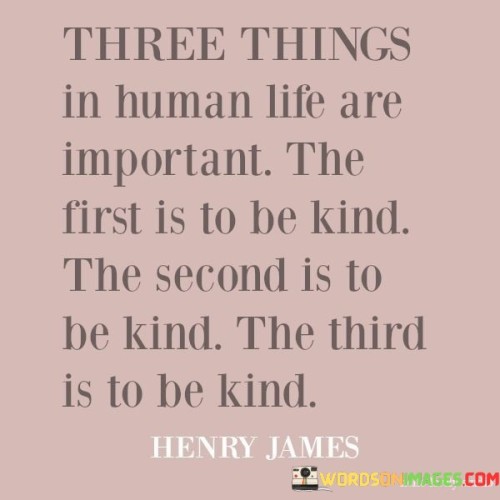 Three Things In Human Life Are Important The First Is To Be Kind The Second Is To Be Kind Quotes