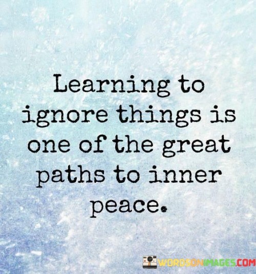 Learning To Ignore Things Is One Of The Great Paths To Inner Peace Quotes