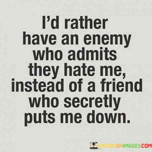 I'd Rather Have An Enemy Who Admits They Hate Me Instead Of A Friend Quotes