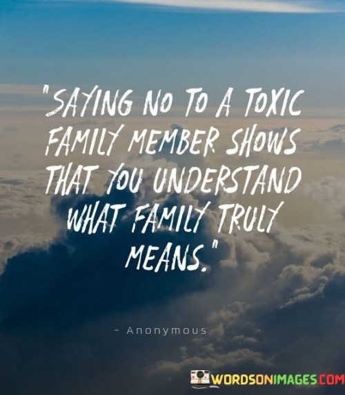 Saying No To A Toxic Family Member Shows That You Understand What Family Quotes