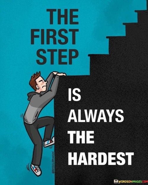 Embarking on any journey, the initial step often presents the greatest challenge. Uncertainty, fear, and doubts converge, making progress seem daunting. However, this truth holds the key to perseverance. Acknowledging this difficulty prepares us to push through, as subsequent steps become more attainable and confidence builds.

The quote encapsulates the psychological barrier of inertia. Transitioning from inaction to action demands breaking through comfort zones. The fear of failure or the unknown can amplify the perceived difficulty of the first step. Recognizing this hurdle normalizes the struggle and helps one mentally prepare to tackle it head-on.

Furthermore, the quote highlights the pivotal role of determination. Overcoming the initial difficulty instills resilience, nurturing a sense of accomplishment. As challenges persist beyond the first step, the courage to take it fosters adaptability and resilience, fortifying the mindset needed to triumph over obstacles in any endeavor.