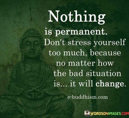 Nothing Is Permanent Don't Stress Yourself Quotes