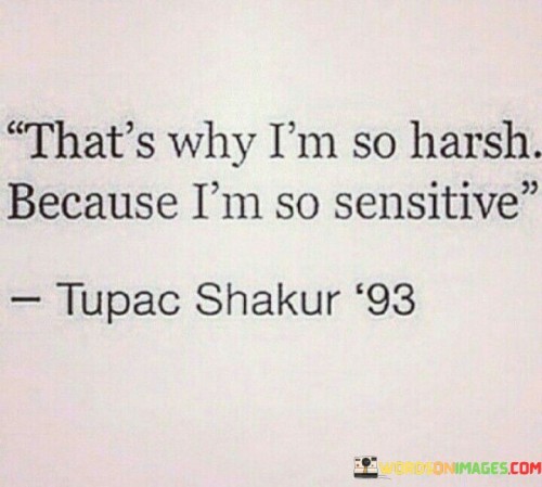 That's Why I'm So Harsh Because I'm So Sensitive Quotes