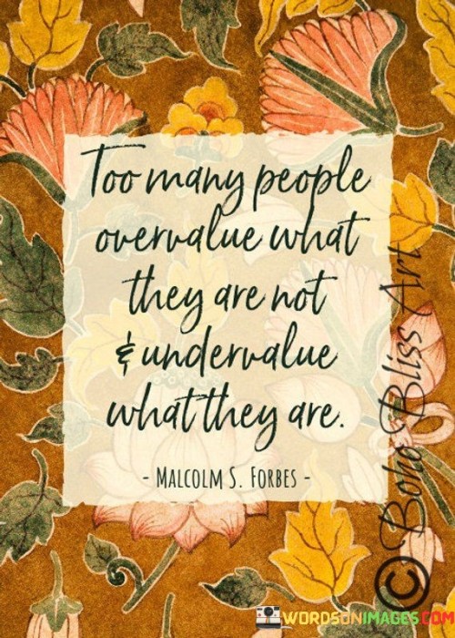 Too Many People Overvalue What They Are Not & Undervalue Quotes