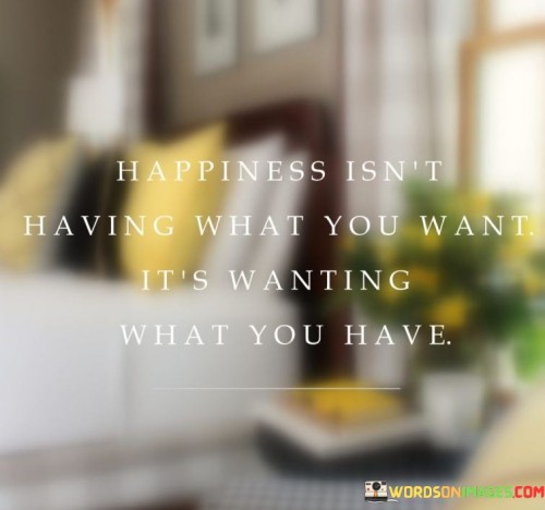 Happiness Isn't Having What You Want It's Wanting What You Have Quotes