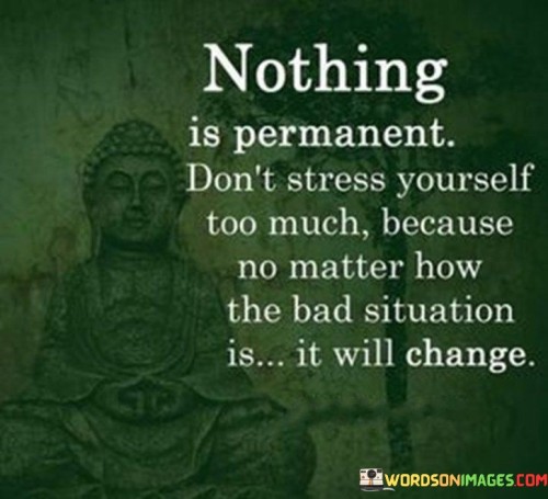 Nothing Is Permanent Don't Stress Youeself Too Much Quotes