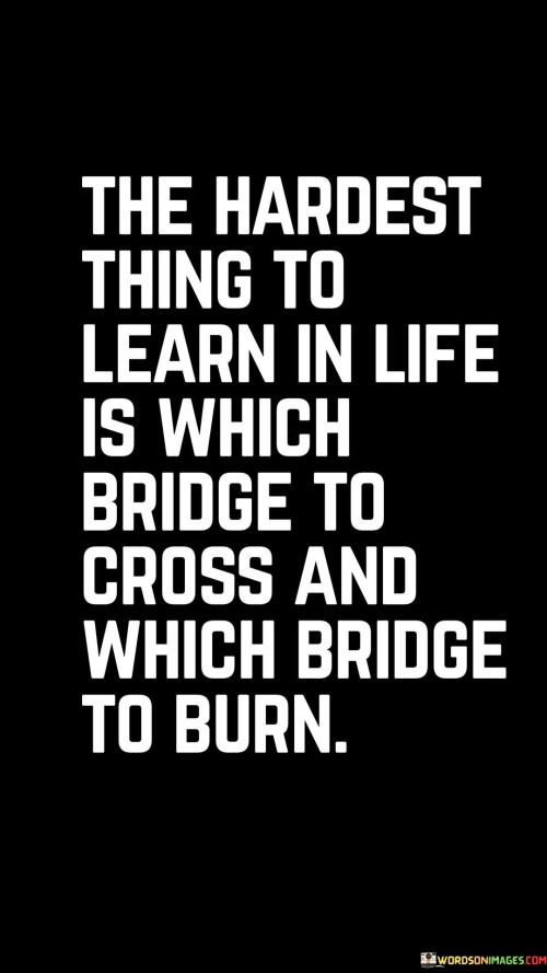 The Hardest Thing To Learn In Life Is Which Bridge To Cross Quotes