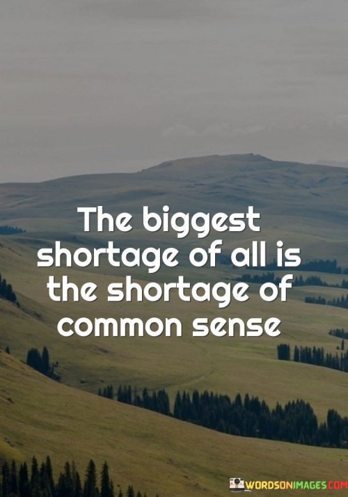 The Bigest Shortage Of All Is The Shortage Of Common Sense Quotes