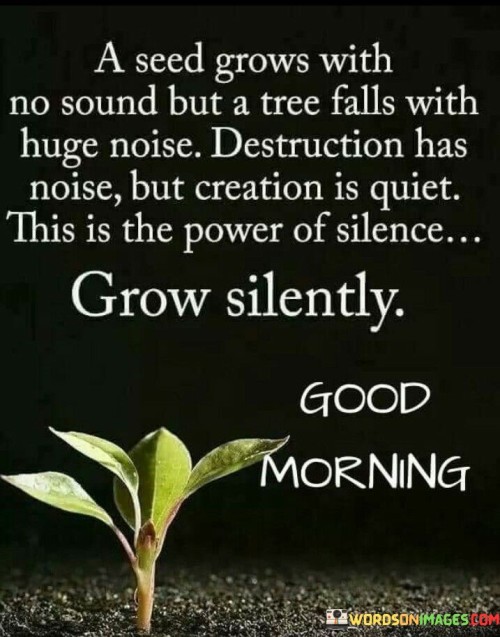 A Seed Grows With No Sound But A Tree Quotes