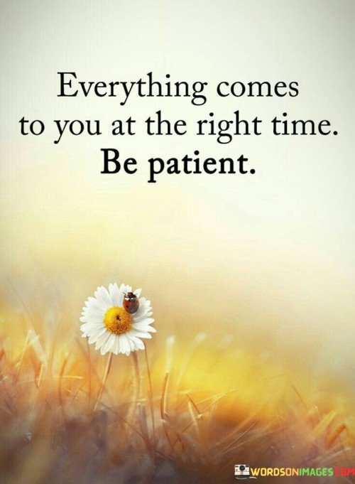 Everything Comes To You At The Right Time Be Patient Quotes