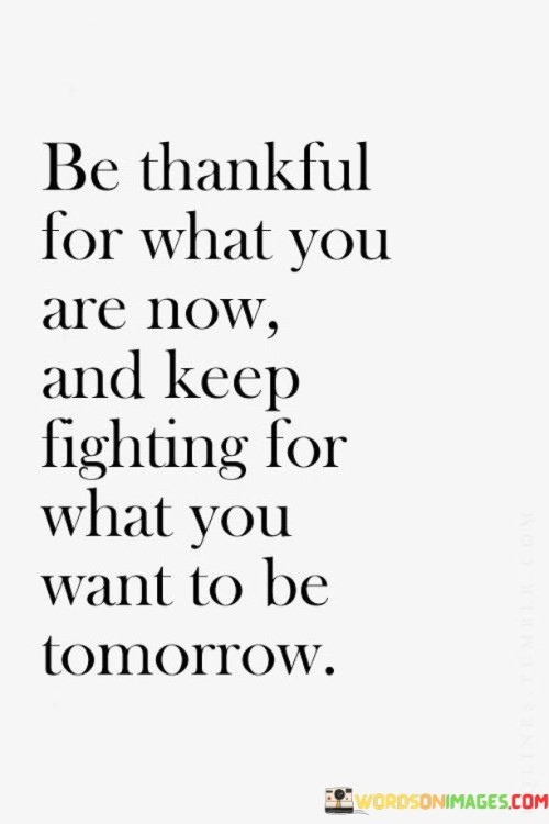 Be Thankful For What You Are Now And Keep Fighting For What You Want To Be Quotes