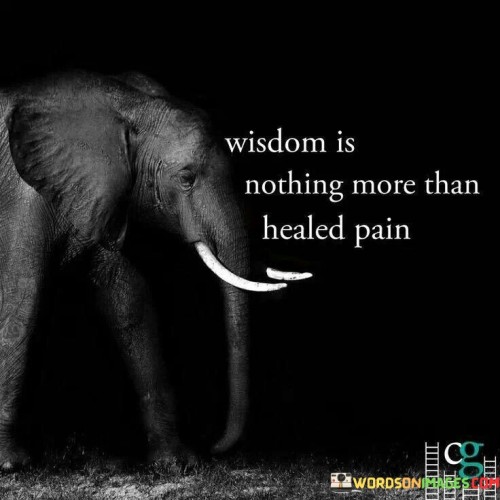 This quote suggests that wisdom is born out of our experiences of pain and suffering, emphasizing that the process of healing and overcoming challenges contributes to our ability to gain valuable insights and understanding.

"Wisdom is nothing more than healed pain" implies that the hardships and difficulties we endure can serve as a crucible for personal growth and enlightenment. The quote suggests that as we navigate and eventually heal from our painful experiences, we develop a deeper sense of empathy, compassion, and perspective that collectively form wisdom.

In essence, the quote underscores the idea that wisdom is a byproduct of our journey towards healing and self-discovery. It encourages us to view our past struggles not as setbacks, but as opportunities to cultivate inner strength and resilience, ultimately leading to a greater sense of wisdom that can guide our future choices and actions.