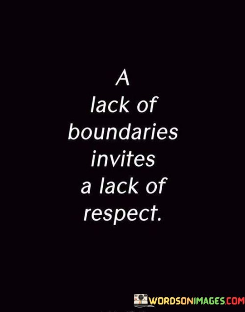 This quote underscores the relationship between boundaries and respect. It suggests that when individuals fail to set clear limits, they may inadvertently diminish the respect they receive from others. This perspective highlights the importance of establishing and enforcing personal boundaries.

The quote highlights the dynamic between self-respect and interpersonal dynamics. It implies that having strong boundaries reflects an individual's self-worth. This insight encourages individuals to recognize that maintaining boundaries contributes to how they're perceived by others.

Ultimately, the quote speaks to the value of self-advocacy. It encourages individuals not to compromise their boundaries in an attempt to please others. By asserting and maintaining healthy boundaries, individuals can cultivate respect for themselves and influence how others treat them.