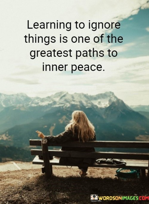 Learning To Ignore Things Is One Of The Greatest Paths To Inner Peace Quotes