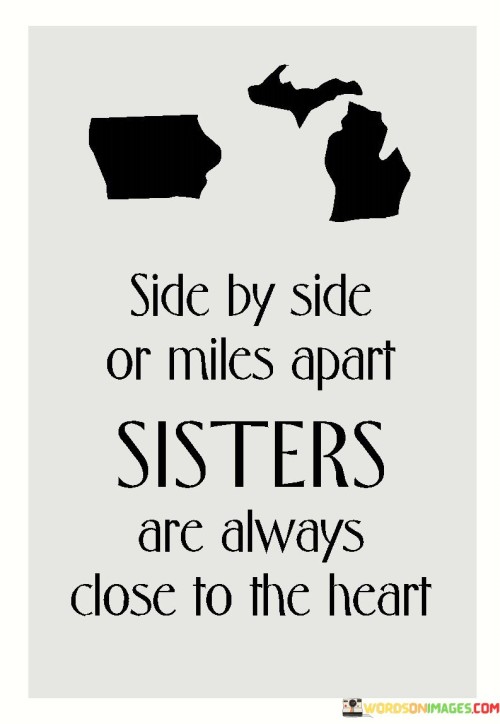 Side By Side Or Miles Apart Sisters Are Always Close To The Heart Quotes