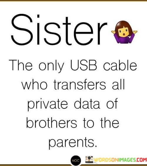 Sister The Only Cable Who Transfer All Private Data Of Brother To The Parents Quotes