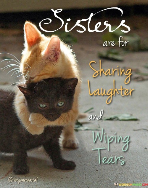 Sisters Sharing Laughter And Wiping Tears Quotes