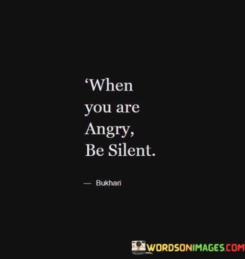 This quote advises restraint in anger. In the first part, "when you are angry," it acknowledges the emotional state. The second part, "be silent," suggests choosing not to express anger verbally.

The quote implies that silence can prevent regrettable actions. It encourages us to avoid saying things impulsively. By advocating for calmness, the quote promotes thoughtful responses in heated situations.

Ultimately, the quote advocates for emotional control. It prompts us to pause before reacting in anger. By emphasizing the wisdom of silence, the quote guides us toward preserving relationships and maintaining composure in challenging moments.