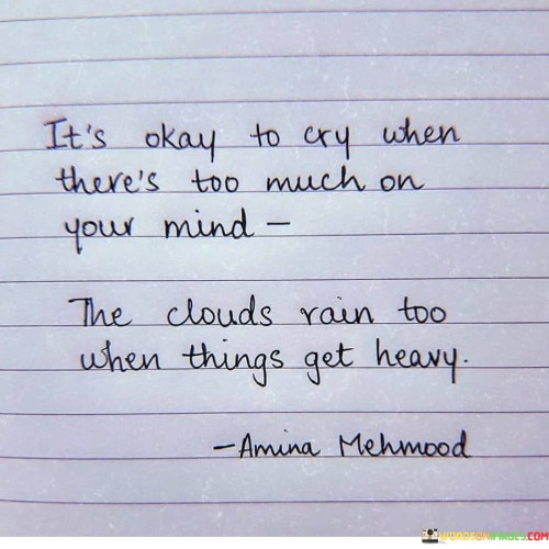 It's Okay To Cry When There's Too Much On Your Mind Quotes