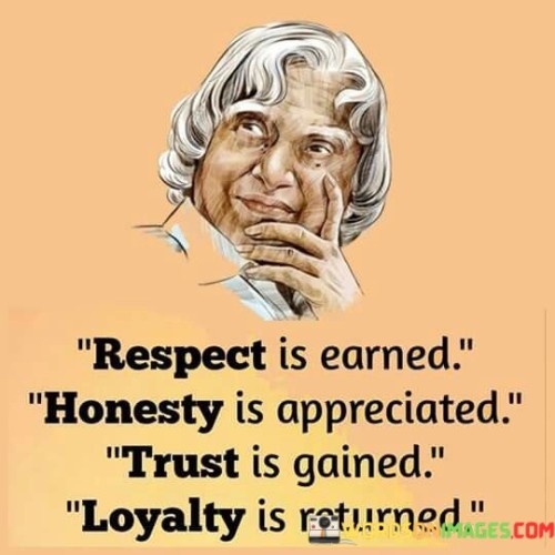 Respect Is Earned Honesty Is Apperciated Trust Is Quotes