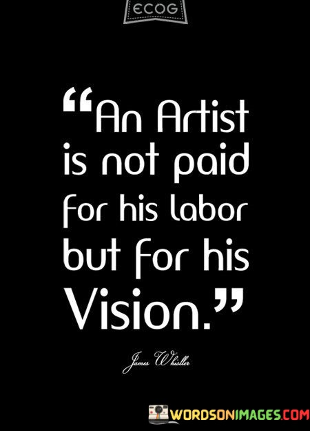 An Artist Is Not Paid For His Labor But For His Vision Quotes