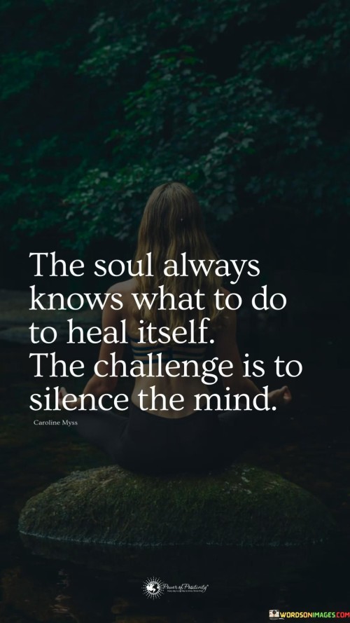 The Soul Always Knows What To Do To Heal Itself The Challenge Is To Silence The Mind Quotes