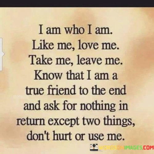 I Am Who I Am Like Me Love Me Take Me Leave Me Quotes