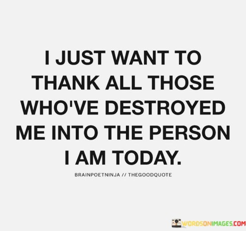 I Just Want To Thank All Those Who've Destroyed Me Quotes