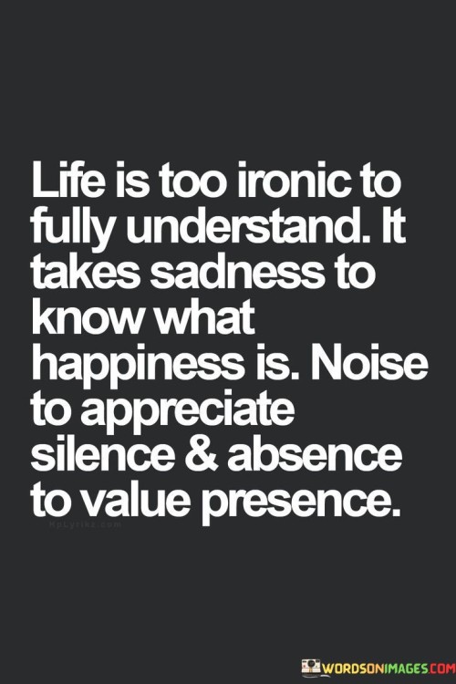 Life Is Too Ironic To Fully Understant It Takes Sadness Quotes