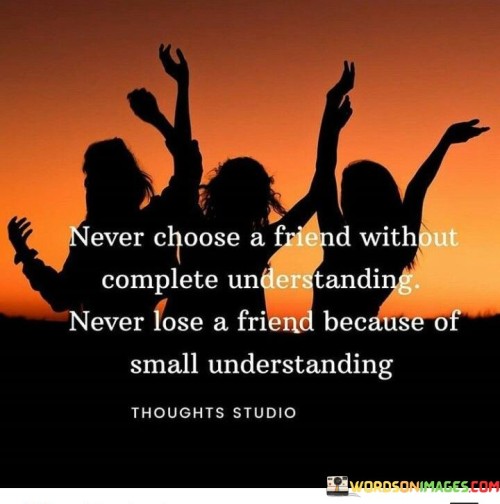 Never Choose A Friend Without Complete Understanding Never Lose Quotes