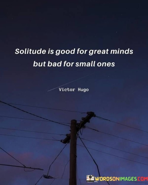 Solitude Is Good For Great Minds But Bad For Small Ones Quotes