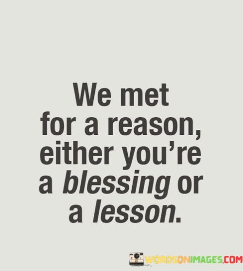 We Met For A Reason Either You're A Blessing Or A Lesson Quotes