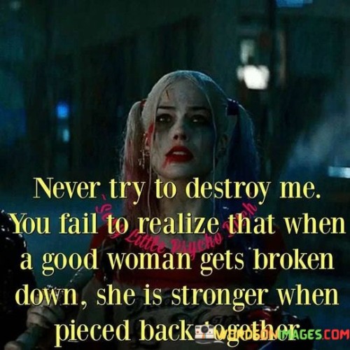 Never Try To Destro Me You Fail To Realize That Quotes