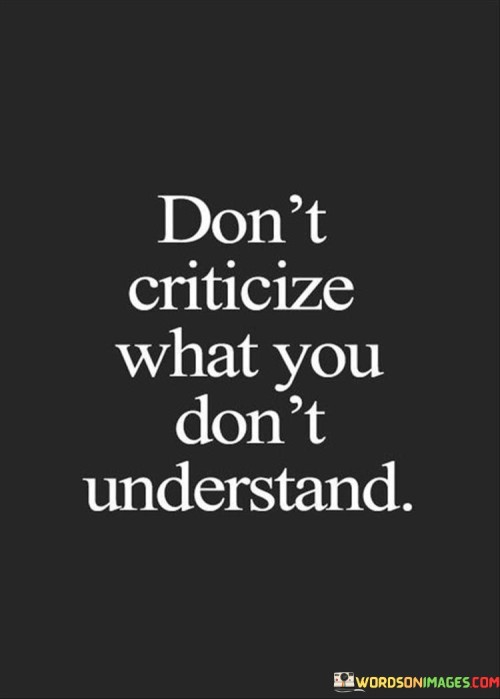 Don't Criticize What You Don't Understand Quotes