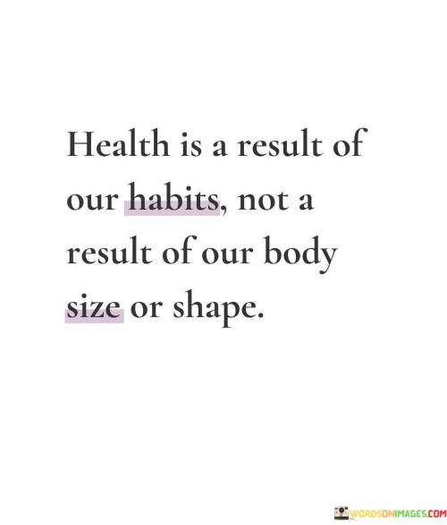 Healthy Is A Result Of Our Habits Not A Result Of Our Body Quotes