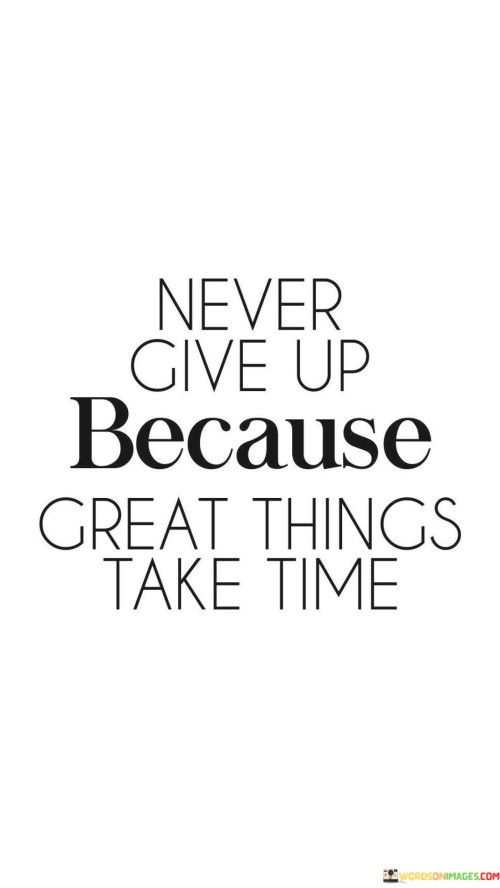 Never Give Up Because Great Things Take Time Quotes